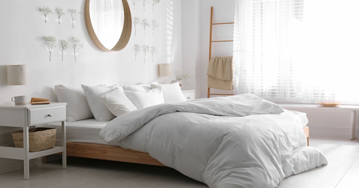 By the window, wooden living Room table with 6 chairs around